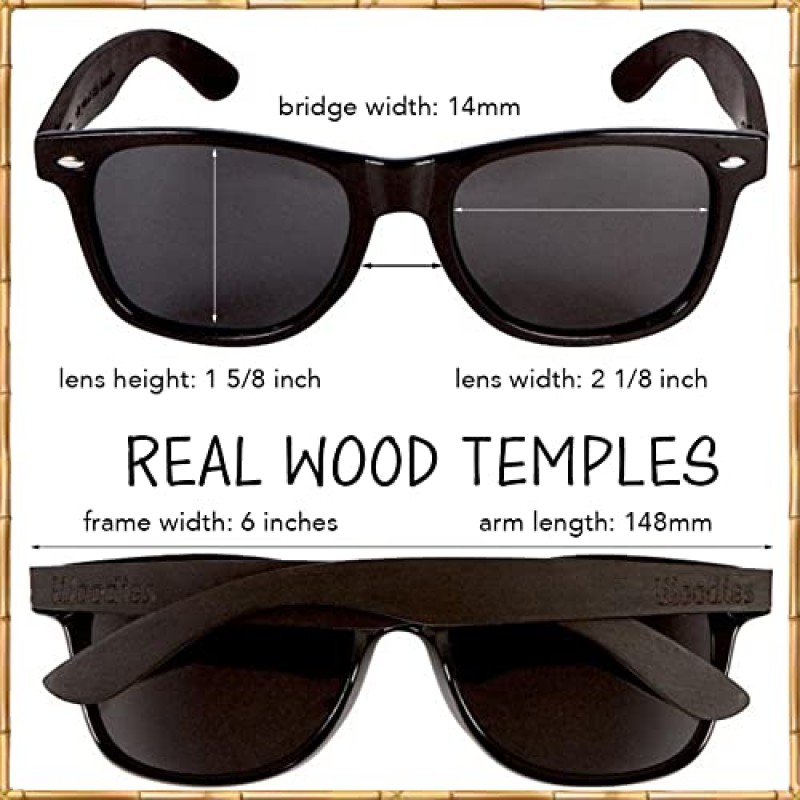 Woodies 편광 목재 선글라스(남성 및 여성용 무료 대나무 선글라스 케이스 포함) | 100% UVA/UVB 차단