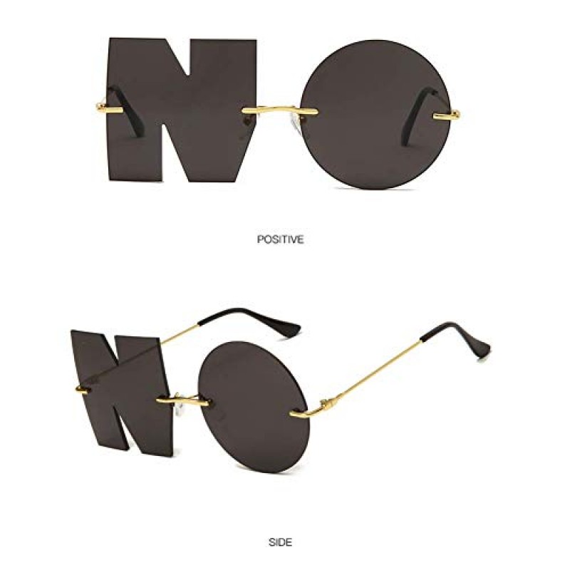 ENTHYI Letter NO Party 무테 불규칙한 디자인 선글라스 남성용/여성용 UV400 Street Eyewears