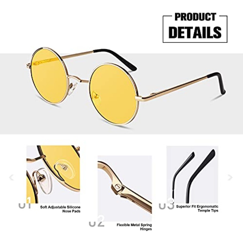 Sunier 라운드 선글라스 남성 여성 음영 Polarized Hippie Lennon Retro Circle Sun Glasses