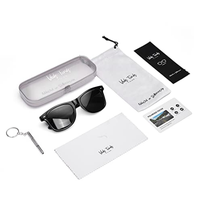 Veda Tinda Vision 편광 선글라스 남성 사각형 직사각형 검은 선글라스 여성 남성 유행 운전 선글라스 UV400 보호 TAC 렌즈 C03