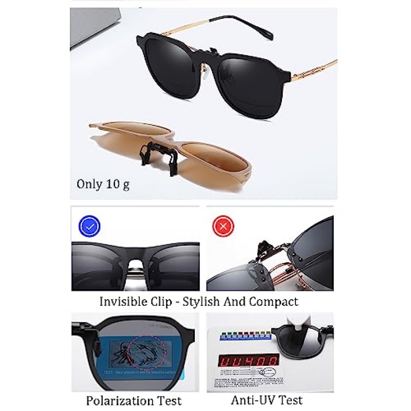 OopsMi 클립온 선글라스 편광 TR90 프레임 처방 안경용 눈부심 방지 운전 안경 8848