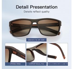 TACLOFT 남성용 편광 스포츠 선글라스 UV400 보호 TR90 남성용 경량 쉐이드 Square Sun Glasses