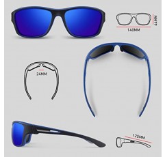 WEAROYO 남성용 여성용 편광 스포츠 선글라스, 낚시 운전 직사각형 고글 UV400 보호