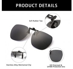 YAMEIZE 편광 무테 선글라스 온 클립 - 원형 안경 눈부심 방지 UV 보호 플립 업 남성 여성 야외 운전