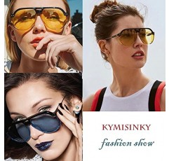 KYMISINKY 패션 빈티지 에비에이터 선글라스 여성용 남성용 대형 프레임 사이드 쉴드 UV 보호 KY2000S