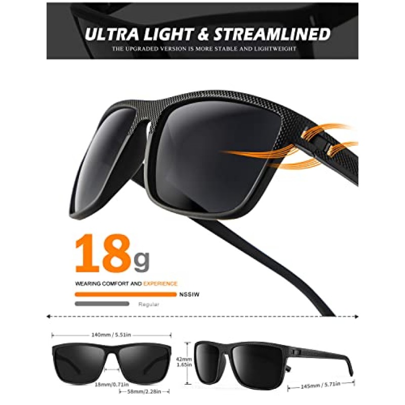 남성 및 여성용 NSSIW 선글라스, 가벼운 프레임과 운전용 자외선 차단 기능을 갖춘 편광 선글라스