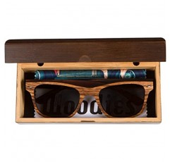Woodies 편광 렌즈와 대나무 선물 상자가 포함된 올 우드 얼룩말 나무 선글라스 - 스페셜 에디션 새겨진 나무 팔