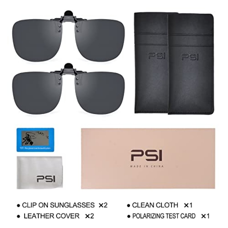 PSI 2 팩 처방 안경 위의 선글라스에 편광 클립은 여성용 남성용 금속 클립 무테 선글라스를 뒤집습니다.