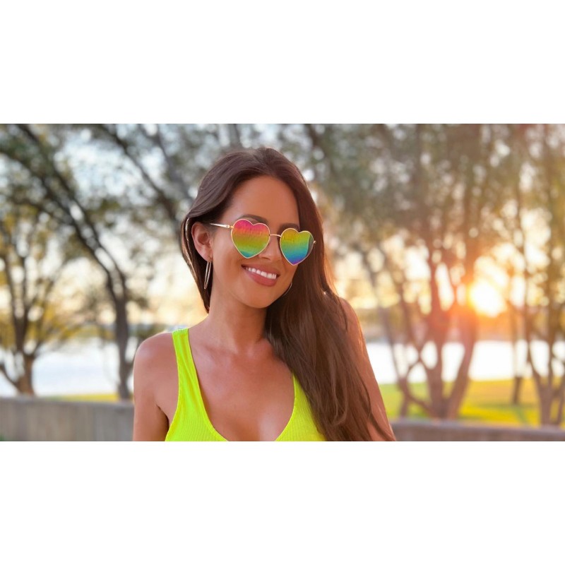 NULOOQ 하트 모양의 편광 선글라스 여성용 금속 프레임 히피 러블리 큐피드 스타일 UV400 보호