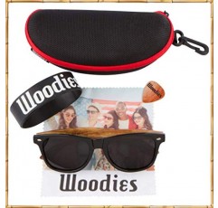 Woodies Zebra Wood 클래식 블랙 선글라스(남성 및 여성) | 어두운 편광 렌즈 | 100% UVA/UVB 차단