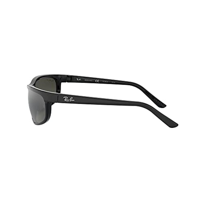 Ray-Ban 남녀공용 선글라스 블랙 프레임, 편광 그레이 미러 렌즈, 62MM