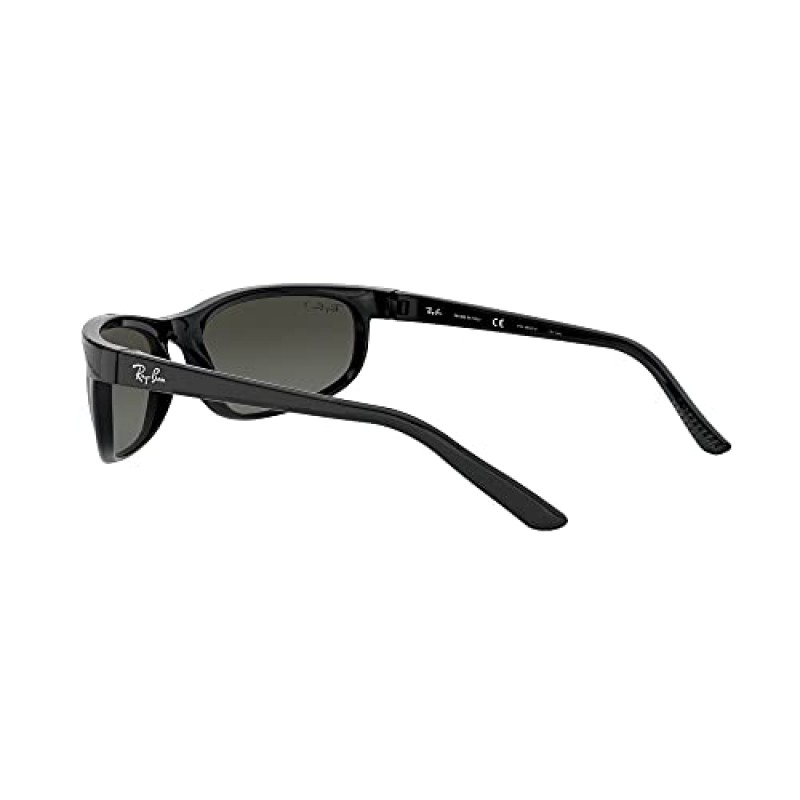 Ray-Ban 남녀공용 선글라스 블랙 프레임, 편광 그레이 미러 렌즈, 62MM