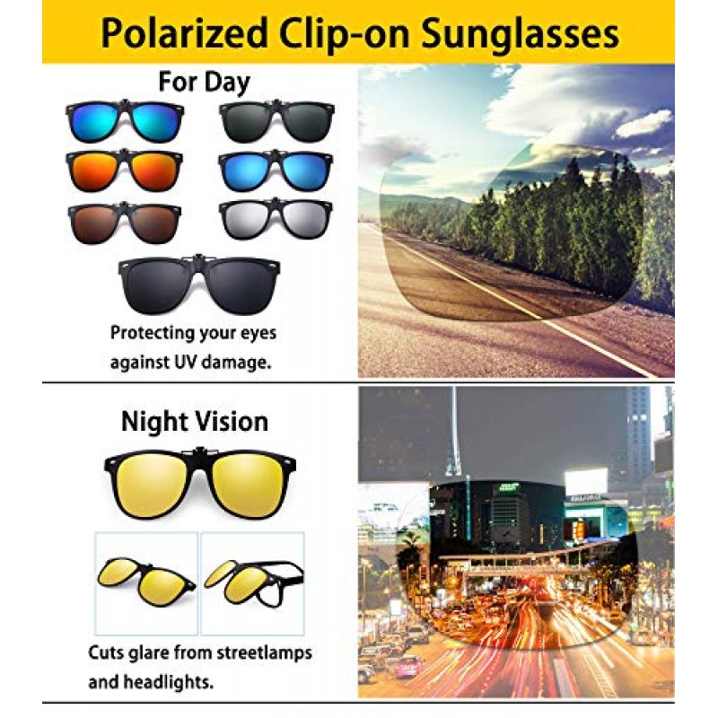 FRAZALA 처방 안경 위에 선글라스에 편광 클립 눈부심 방지 UV 보호 낚시 운전 선글라스