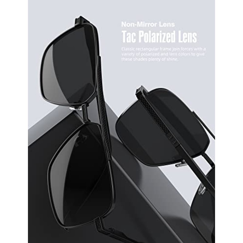 남성용 LUENX 에비에이터 선글라스, 트렌디한 복고풍 오버사이즈 직사각형 프레임 UV400 보호