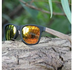 WOODONLY 레트로 우드 편광 선글라스 - 남성과 여성을 위한 나무 사원이 있는 멋진 스타일 무광택 마감 프레임 완벽한 선물