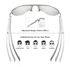 Crabegg 남성용 및 여성용 편광 에비에이터 선글라스 UV 400 보호 낚시 운전용 63 MM 무테 미러 렌즈