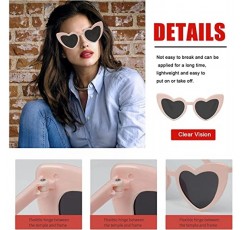 AEAHALY 화이트 핑크 레드 블랙 하트 선글라스 여성용, UV 400 보호 하트 모양의 선글라스 대량 파티 호의 안경