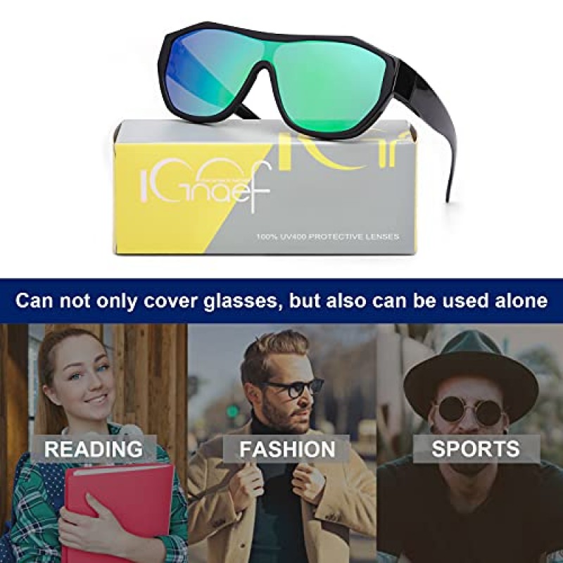 IGnaef 유니섹스 핏 오버 선글라스 남성용 여성용 낚시용 자외선 차단 기능이 있는 편광 쉐이드
