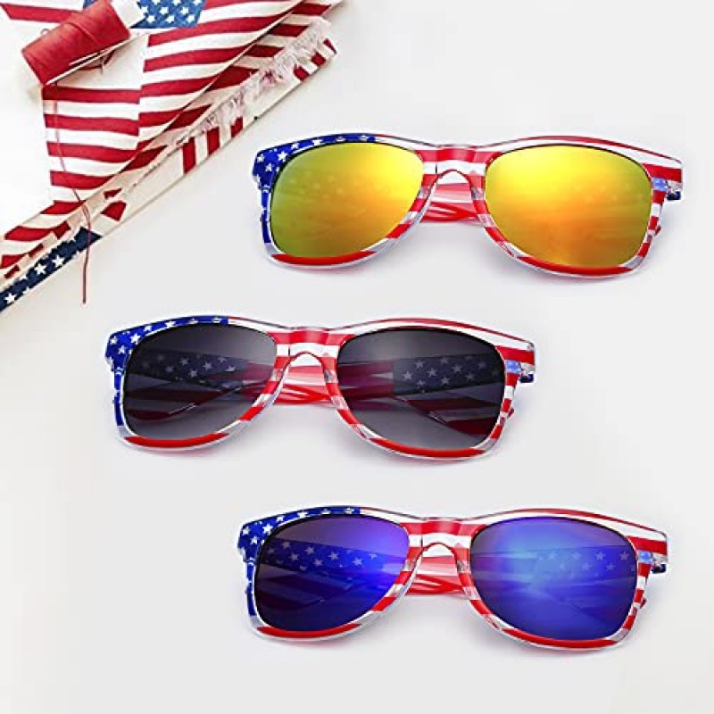 knliwkm 남성용 미국 국기 선글라스 미국 미국 국기 안경 7월 4일 액세서리