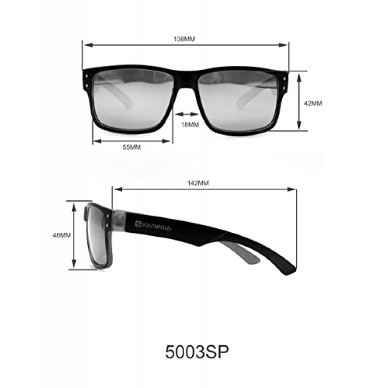 Southpole 5003sp 위험한 비즈니스용 UV 보호 직사각형 선글라스 트렌디한 선물용 남성용, 58mm