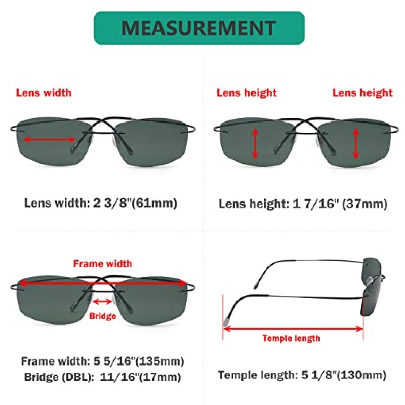 Eyekepper 무테 티타늄 프레임 편광 선글라스 G15 렌즈