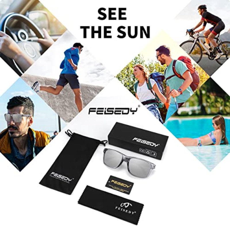 FEISEDY 남성용 여성용 편광 스포츠 선글라스, 클래식 낚시 운전 사이클링 고글, UV400 보호 B2234