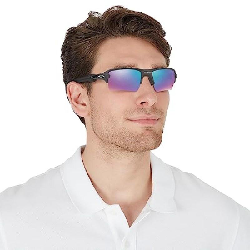 오클리 남녀공용 선글라스 폴리시드 화이트 프레임, 프리즘 딥 워터 편광 렌즈, 59MM