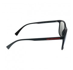 프라다 PS 01TS DG02B0 검은색 고무 플라스틱 직사각형 선글라스 실버 미러 렌즈