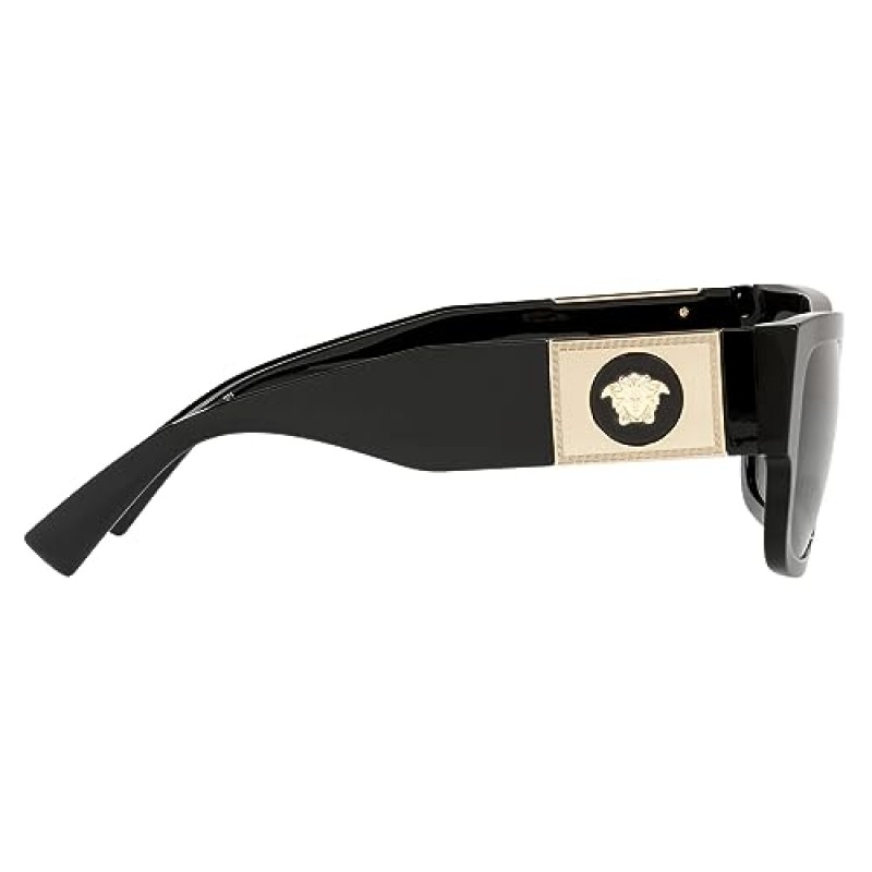 Versace 남성 선글라스 블랙 프레임, 다크 그레이 렌즈, 56MM