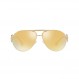 Versace 남녀공용 선글라스 골드 프레임, 브라운 미러 골드 렌즈, 65MM