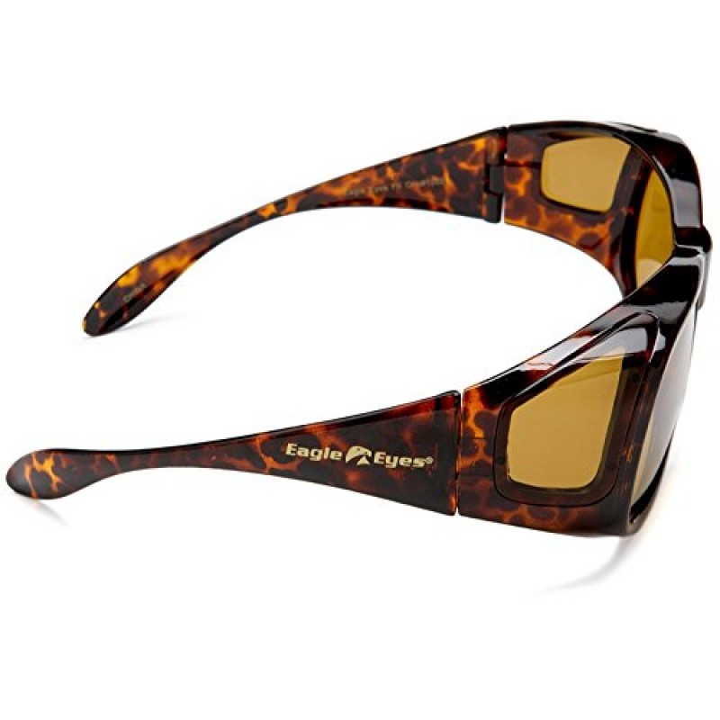 Eagle Eyes Polarized Fiton Sleek Fitover 스타일 선글라스 - UVA, UVB 및 청색광 차단 보호