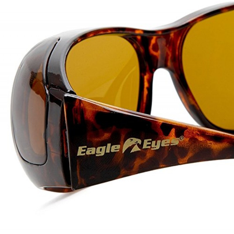 Eagle Eyes Polarized Fiton Sleek Fitover 스타일 선글라스 - UVA, UVB 및 청색광 차단 보호