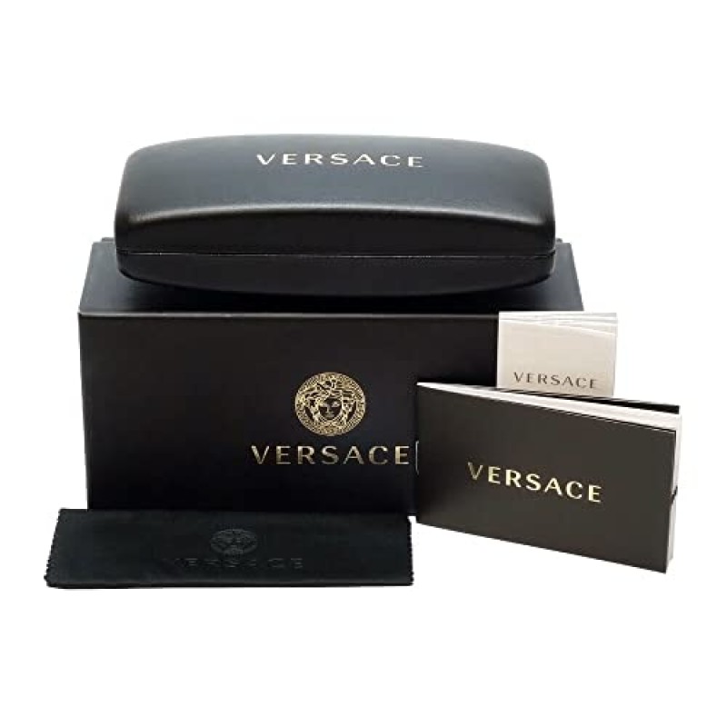 Versace 남성 선글라스 블랙 프레임, 다크 그레이 렌즈, 57MM