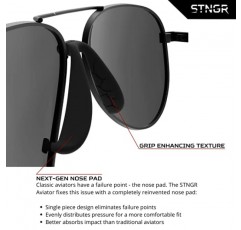 STNGR Aviators는 혁신적인 차세대 코 패드가 포함된 EDC 및 야외 선글라스를 매일 휴대합니다.