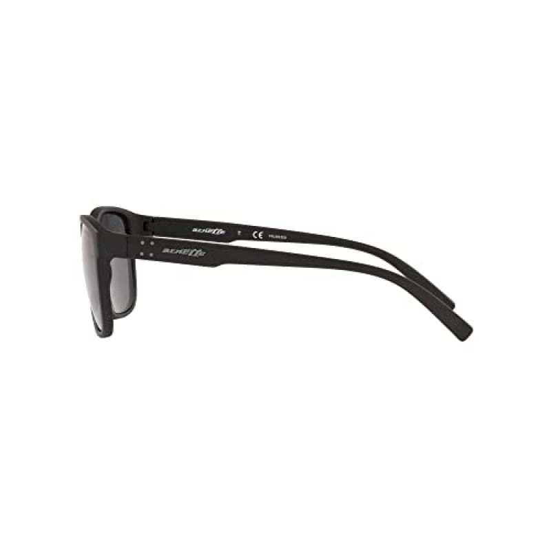 Arnette 남성용 An4255 Shoredick 직사각형 선글라스, 블랙/다크 그레이 편광, 56mm
