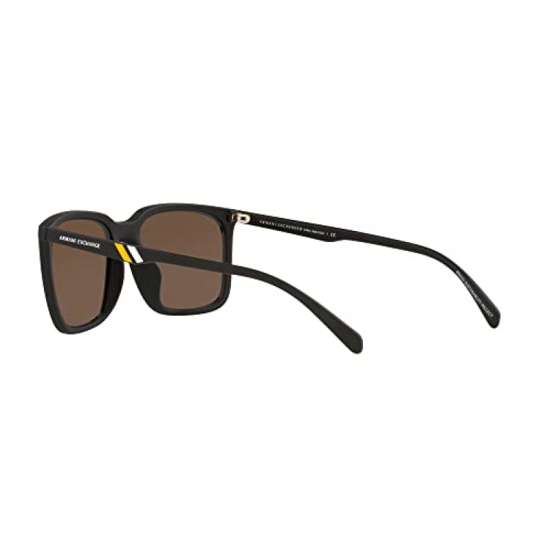 Armani Exchange Man 선글라스 매트 블랙 프레임, 미러 옐로우 렌즈, 57MM
