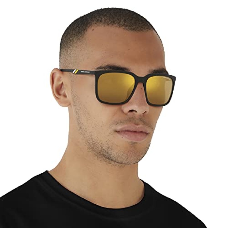 Armani Exchange Man 선글라스 매트 블랙 프레임, 미러 옐로우 렌즈, 57MM