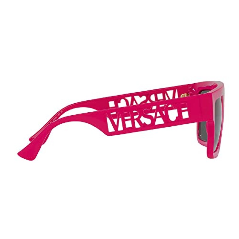 Versace VE 4430U 536787 Fuxia 플라스틱 직사각형 선글라스 그레이 렌즈