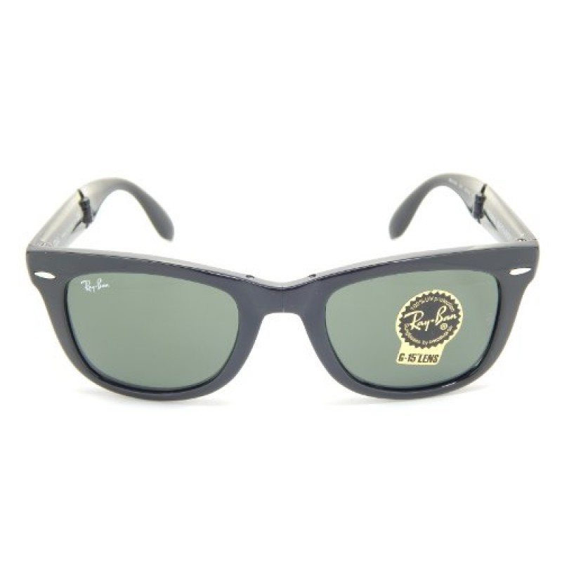 새상품 Ray Ban 접이식 웨이페어러 RB4105 601 글로시 블랙/그린 50mm 선글라스