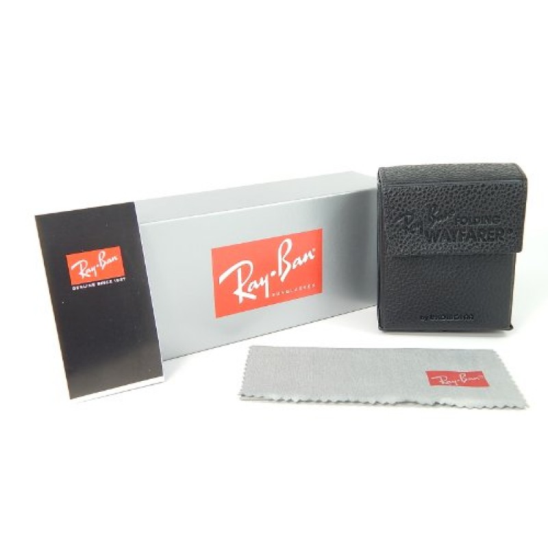 새상품 Ray Ban 접이식 웨이페어러 RB4105 601 글로시 블랙/그린 50mm 선글라스