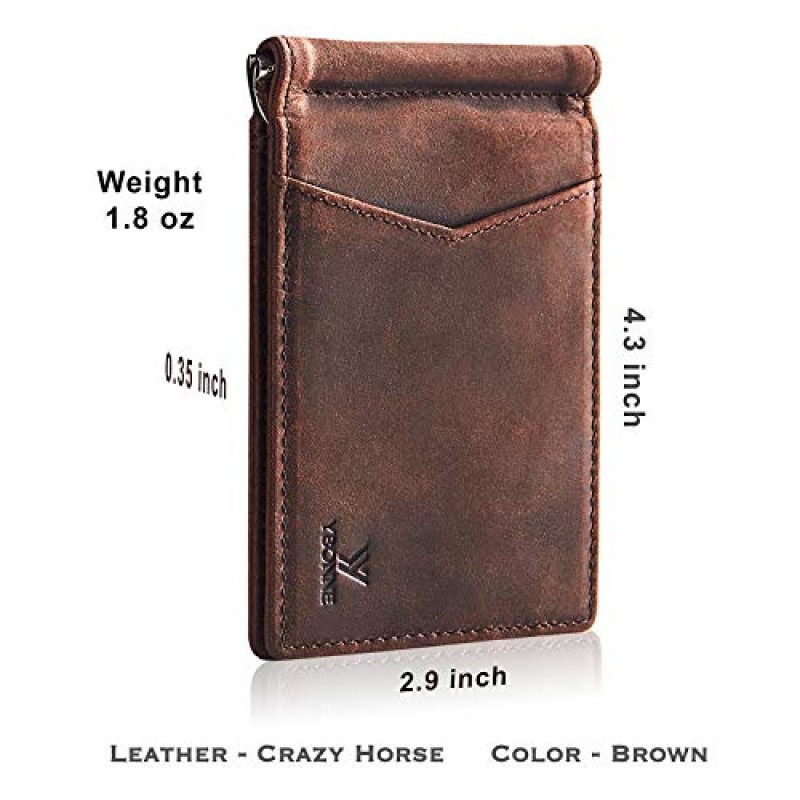 YBONNE Mens 슬림 지갑 머니 클립 프론트 포켓 RFID 차단 얇은 Bifold 가죽 카드 홀더 미니멀리스트 미니 Billfold