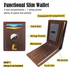 doeboe 에어태그 지갑 남성용, 에어태그 홀더가 있는 남성용 지갑, 정품 가죽 신용카드 지갑, 에어태그 GPS 추적기를 위한 이중 슬림 지갑, RFID 미니멀리스트 프론트 포켓 지갑 [에어태그 없음]