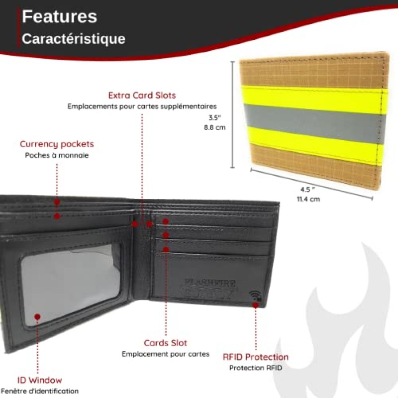 소방관 지갑 Bifold Original Turnout Bunker Gear Fabric (베이지 & 오렌지)