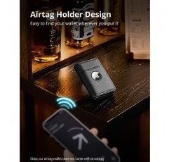 YESIIW Apple AirTag와 호환되는 남성용 Airtag 지갑, RFID 차단 가죽 스마트 지갑 에어 태그 지갑, 머니 클립 및 ID 창이 있는 팝업 카드 홀더 블랙