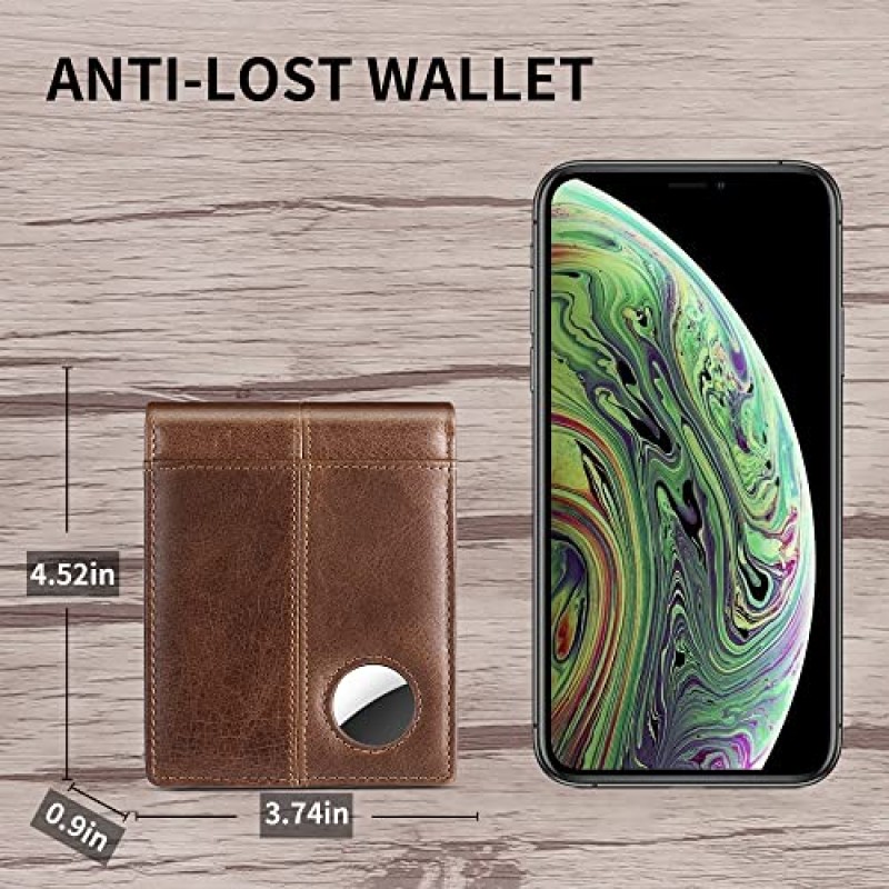 Swallowmall AirTag 지갑 남성용 RFID 차단 AirTag 1 ID 창 16 카드 소지자 선물 상자 용 정품 가죽 Bifold 남성용 지갑 (Airtag는 포함되어 있지 않음)