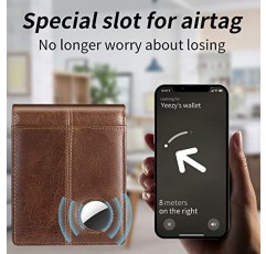 Swallowmall AirTag 지갑 남성용 RFID 차단 AirTag 1 ID 창 16 카드 소지자 선물 상자 용 정품 가죽 Bifold 남성용 지갑 (Airtag는 포함되어 있지 않음)