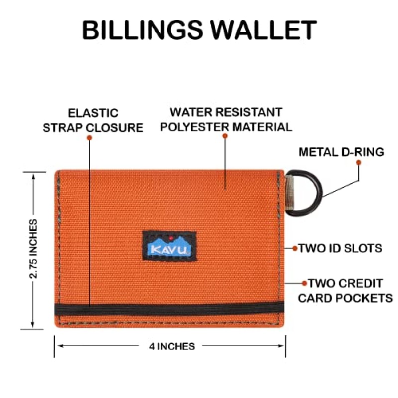 KAVU Billings 동전 주머니와 열쇠 고리가 있는 이중 지갑