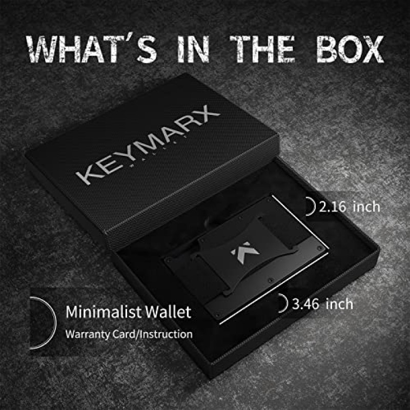 남성용 KEYMARX 금속 지갑 슬림 프론트 포켓 RFID 차단 현금 스트랩이 있는 미니멀리스트 지갑 카드 홀더