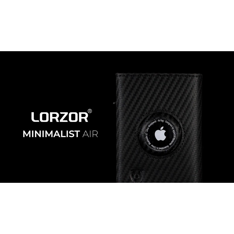 남성용 LORZOR AirTag 지갑, Apple Air Tag용 팝업 스마트 지갑, 탄소 섬유 가죽, 슬림, 미니멀리스트, 전면 포켓, RFID 차단, 최대 12개 카드, 현대식 남성용 알루미늄 슬라이드 지갑 선물