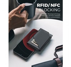 VULKIT 팝업 카드 지갑 RFID 차단 신용 카드 메모 및 동전용 비즈니스 머니 포켓이 있는 슬림 알루미늄 금속 은행 카드 홀더 케이스(검은색)